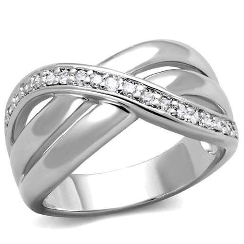 Brass Polished Crossover CZ Pavé Band Ring