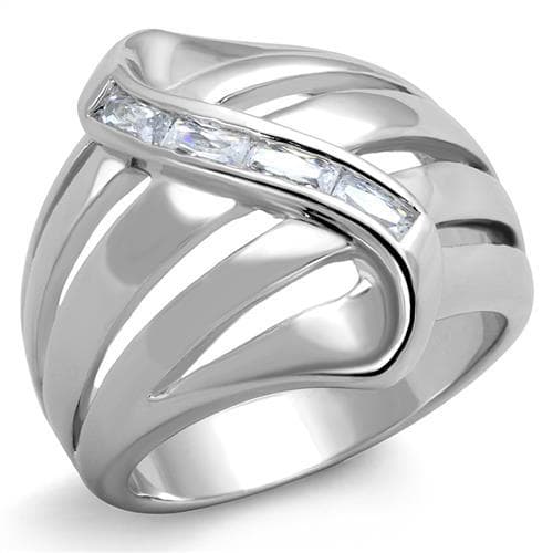 Brass Multi-Band CZ Baguette Swirl Ring | The Stainless Jewelry