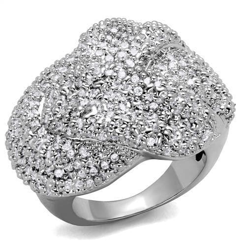 Brass CZ Pavé Rose Flower Dome Ring | The Stainless Jewelry