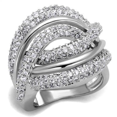 Brass CZ Pavé Crossover Interlock Wide Ring