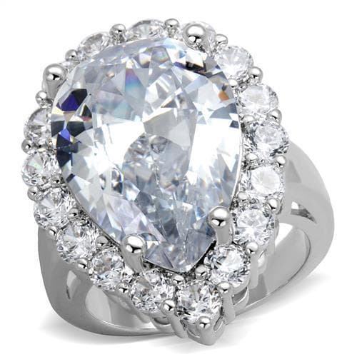 Brass CZ Pear Halo Cocktail Ring | The Stainless Jewelry