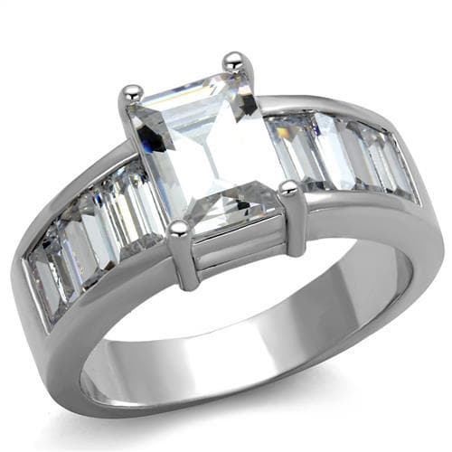 Brass CZ Emerald Cut Baguette Side Ring | The Stainless Jewelry