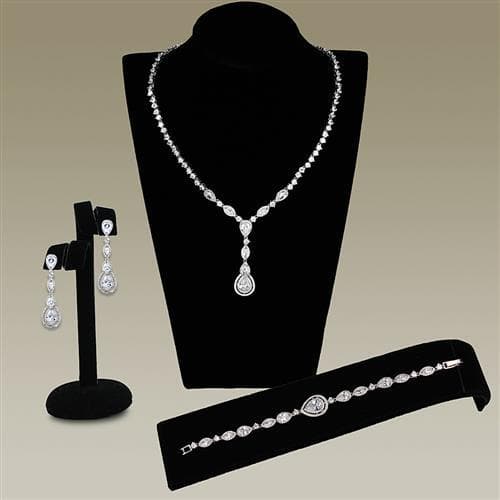 Brass CZ Necklace Earring Bracelet Set Earrings