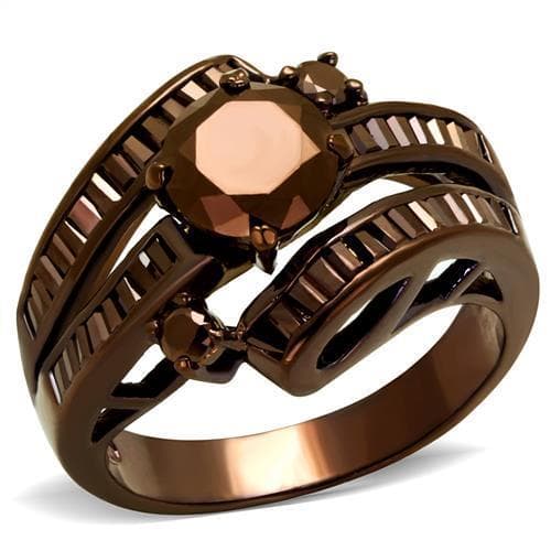Brass Coffee CZ Cushion Channel Ring | The Stainless Jewelry