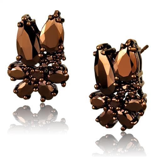 Brass Coffee CZ Pear Cluster Drop Ring | The Stainless Jewelry