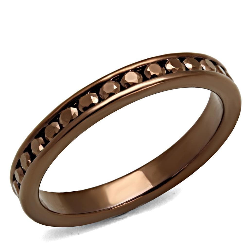 Brass Coffee CZ Bezel Channel Eternity Ring