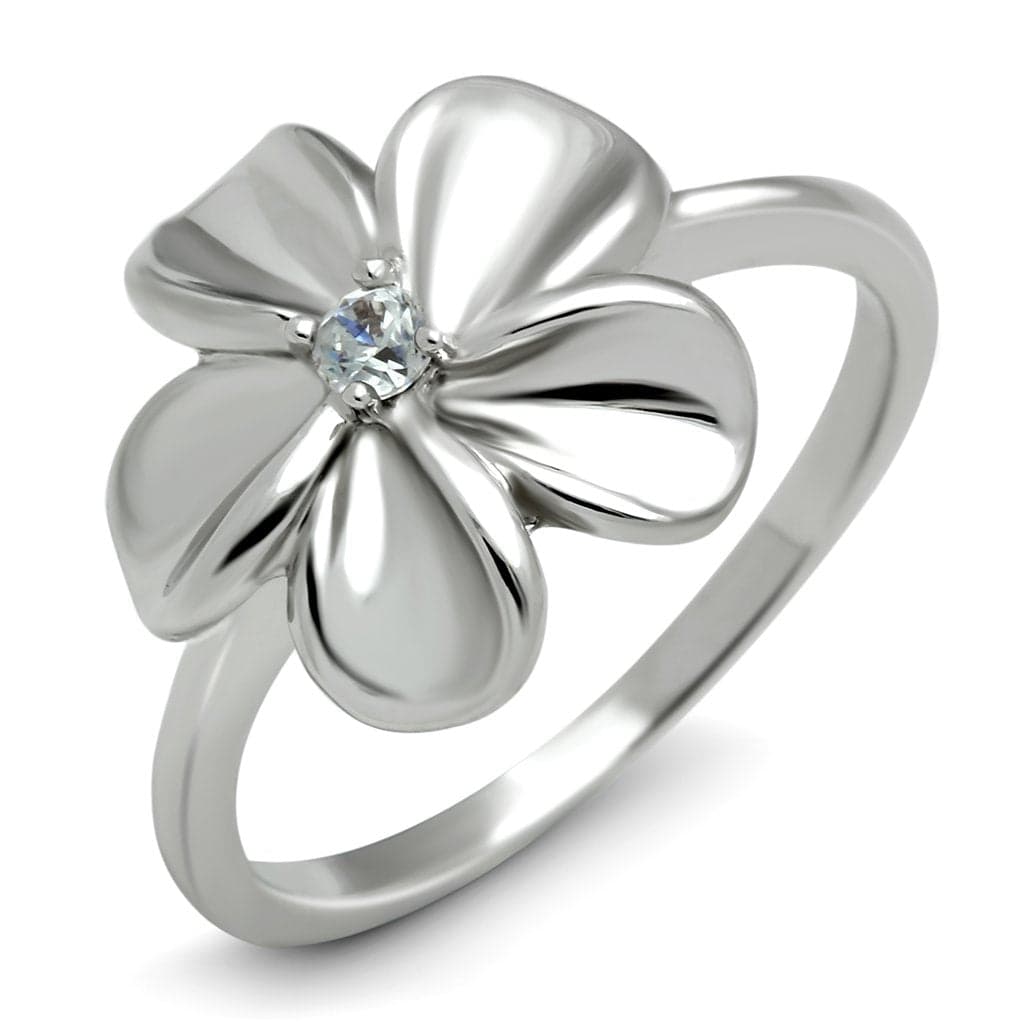 Brass CZ Plumeria Flower Ring | The Stainless Jewelry