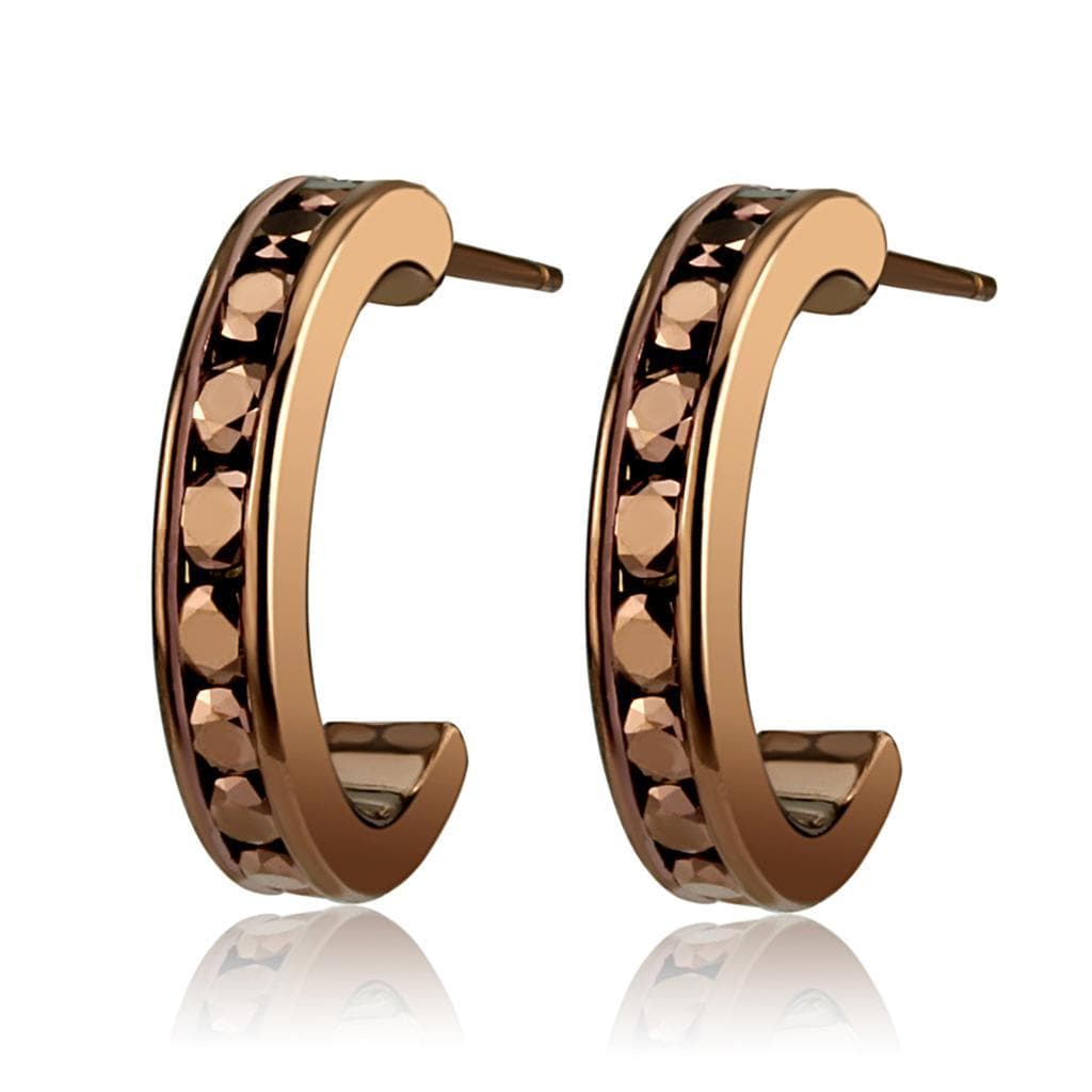 Brass Rose Gold Coffee CZ Channel Hoop Ring