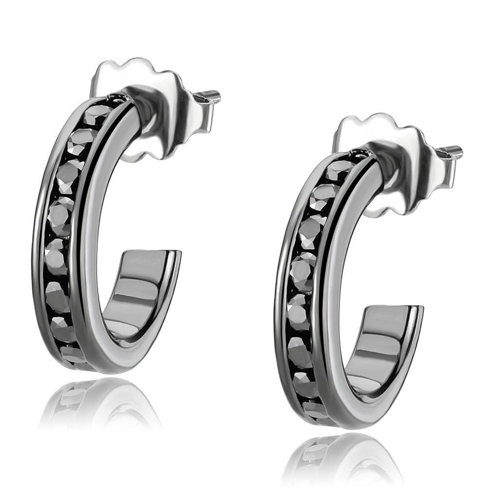 Brass Black CZ Channel Hoop Ring | The Stainless Jewelry