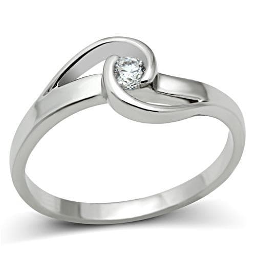 Brass CZ Round Bezel Bypass Ring 3W114 | The Stainless Jewelry