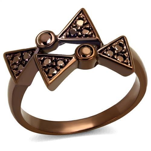 Brass Coffee CZ Pavé Bow Ring | The Stainless Jewelry