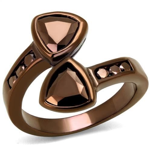 Brass Coffee CZ Trillion Double Bypass Ring