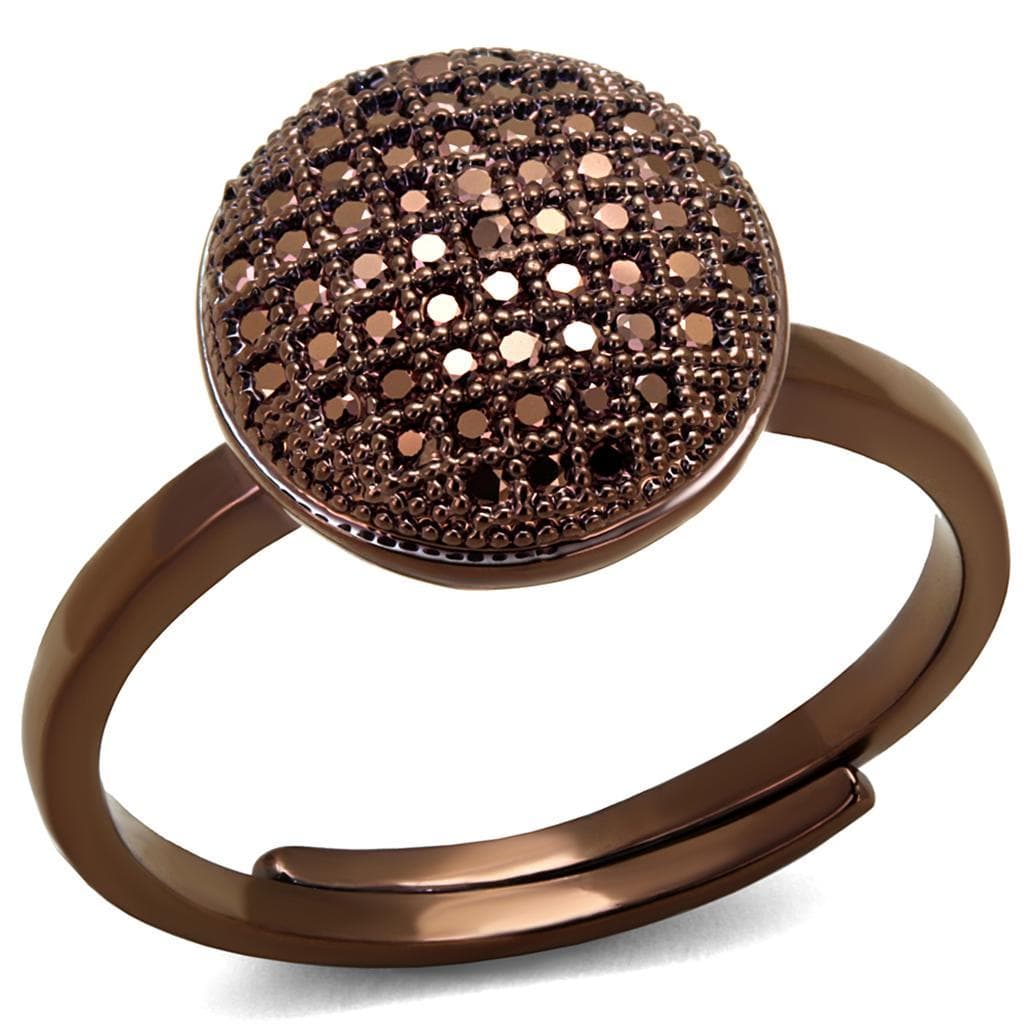 Brass Coffee CZ Pavé Disc Dome Ring | The Stainless Jewelry