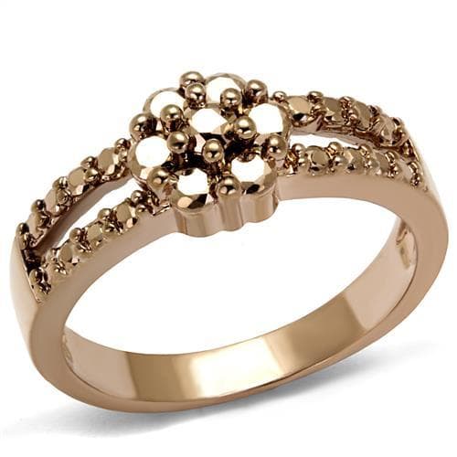 Brass Gold CZ Flower Cluster Double Band Ring