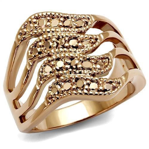 Brass Gold CZ Multi-Band Swirl Wide Ring | The Stainless Jewelry