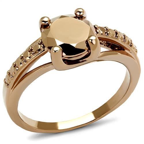 Brass Gold CZ Round Solitaire Pavé Ring 3W1199
