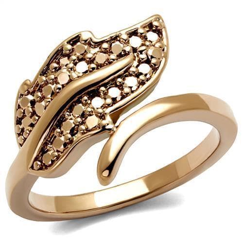 Brass Gold CZ Leaf Bypass Ring | The Stainless Jewelry