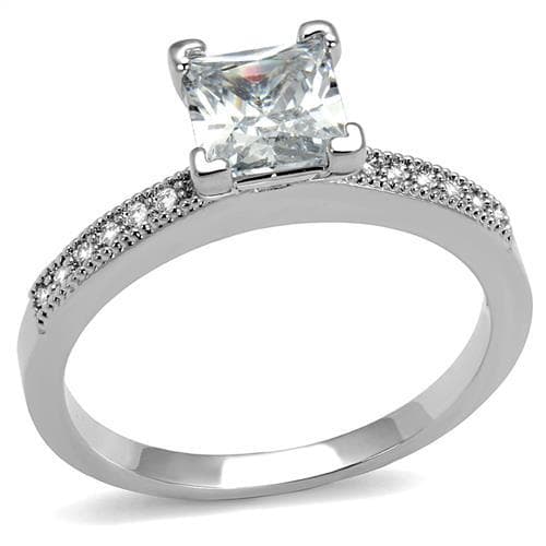 Brass CZ Princess Solitaire Channel Ring | The Stainless Jewelry