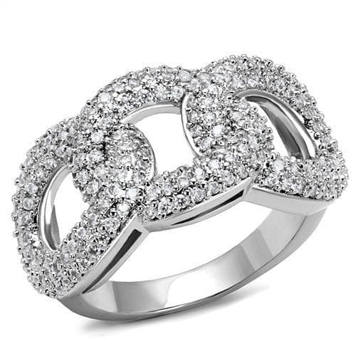Brass CZ Pavé Interlocking Link Wide Ring | The Stainless Jewelry