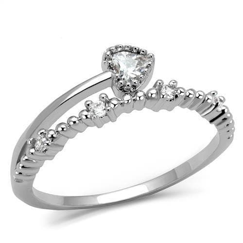 Brass CZ Pear Solitaire Pavé Band Ring 3W1223