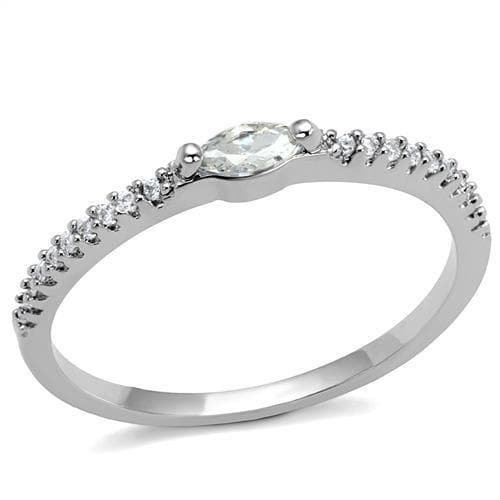 Brass CZ Marquise Solitaire Pavé Ring | The Stainless Jewelry