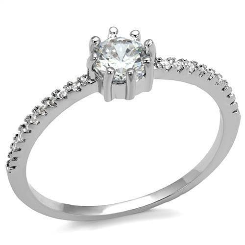 Brass CZ Round Solitaire Pavé Band Ring | The Stainless Jewelry