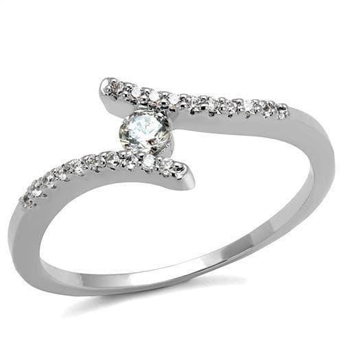 Brass CZ Round Solitaire Pavé Bypass Ring | The Stainless Jewelry