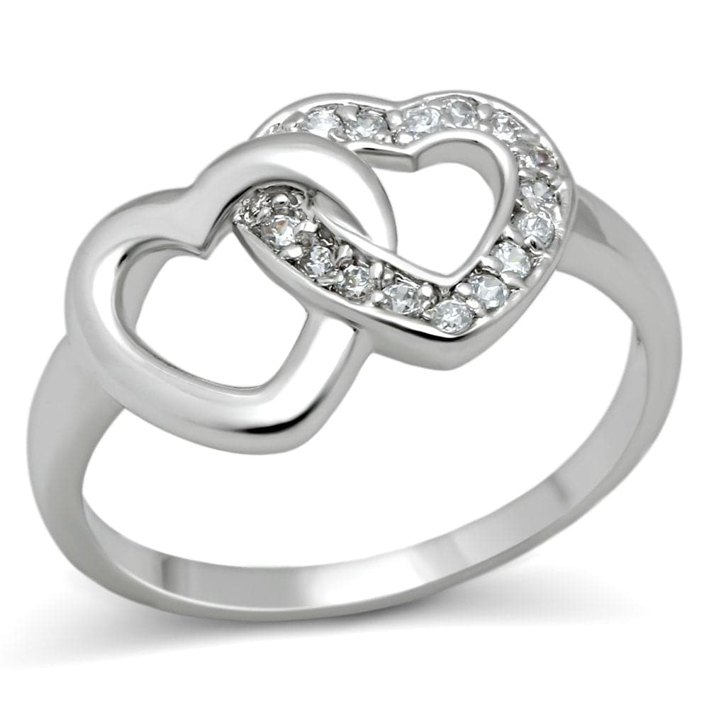 Brass CZ Double Open Heart Ring | The Stainless Jewelry