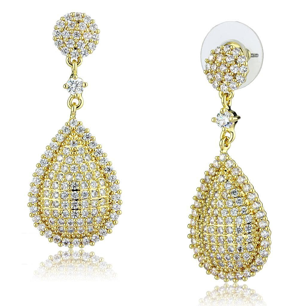 Brass Gold CZ Teardrop Drop Earrings | The Stainless Jewelry