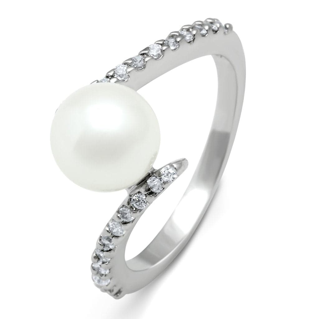 Brass Pearl CZ Pavé Bypass Ring | The Stainless Jewelry