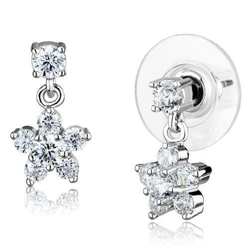 Brass CZ Five-Stone Star Dangle Earrings | The Stainless Jewelry