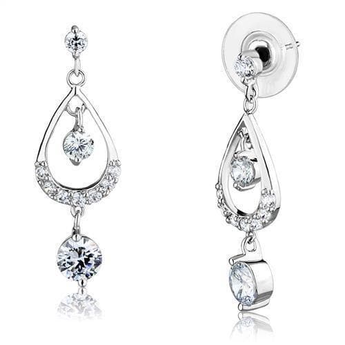 Brass CZ Teardrop Open Frame Drop Earrings
