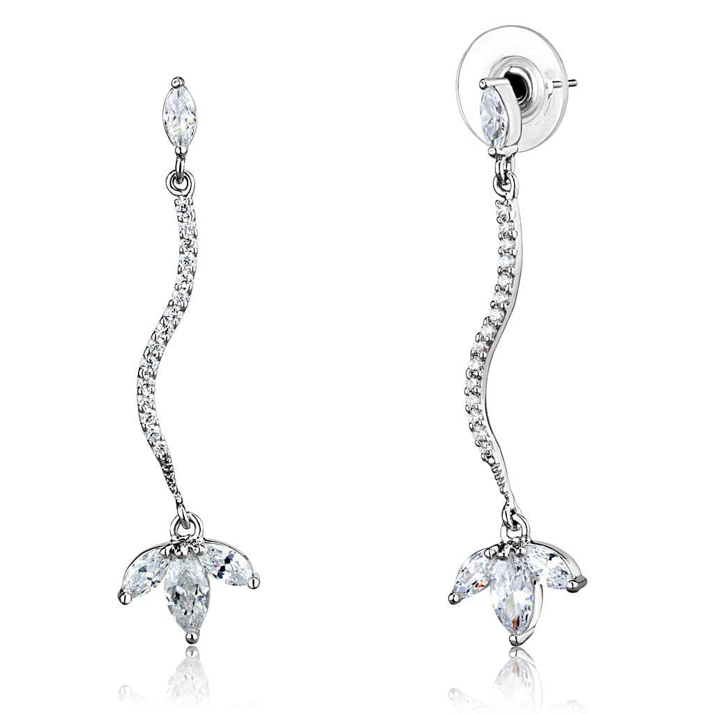 Brass CZ Marquise Leaf Pavé Linear Drop Ring