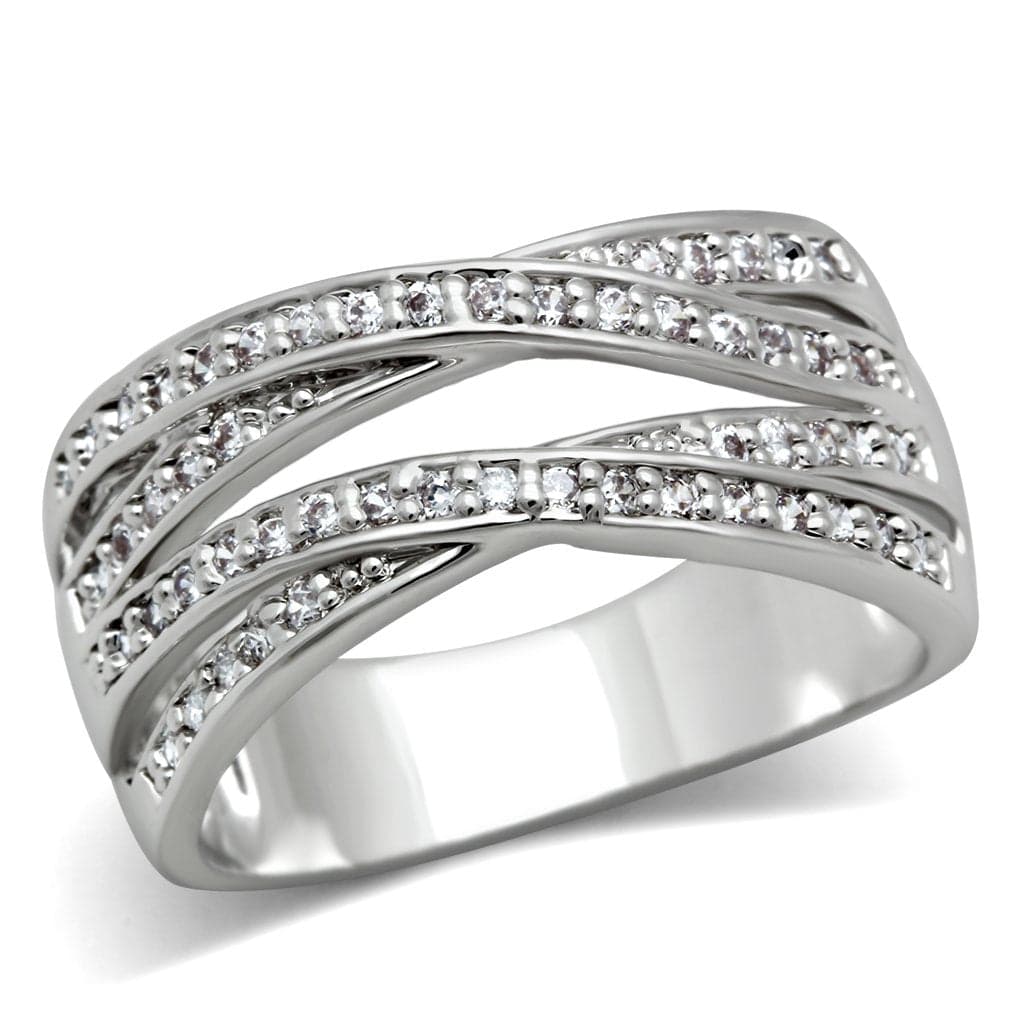 Brass CZ Triple Wave Band Ring | The Stainless Jewelry