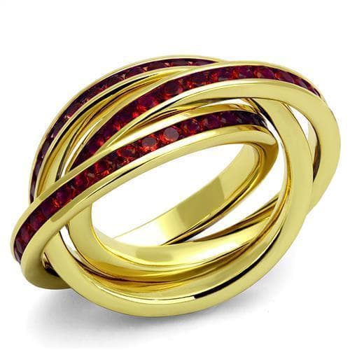Brass Gold Ruby CZ Triple Rolling Ring | The Stainless Jewelry