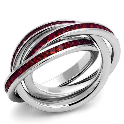 Brass Ruby CZ Channel Triple Rolling Ring | The Stainless Jewelry