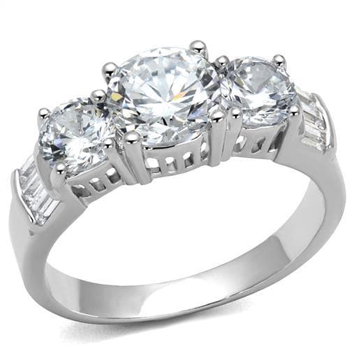 Brass CZ Round Three-Stone Baguette Accent Ring