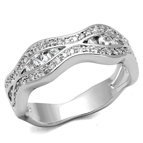 Brass CZ Twisted Pavé Crossover Split Ring