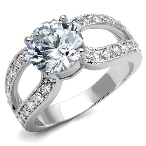 Brass CZ Round Solitaire Milgrain Pavé Ring