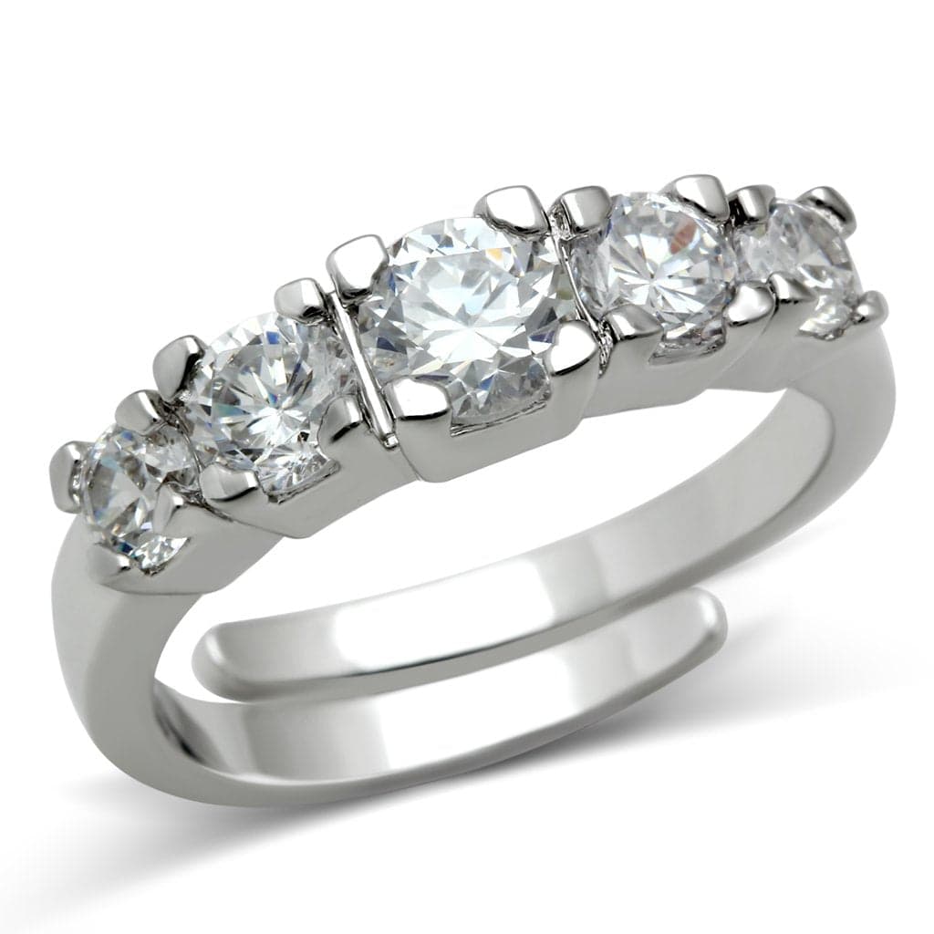 Brass CZ Three Stone Graduated Ring | The Stainless Jewelry