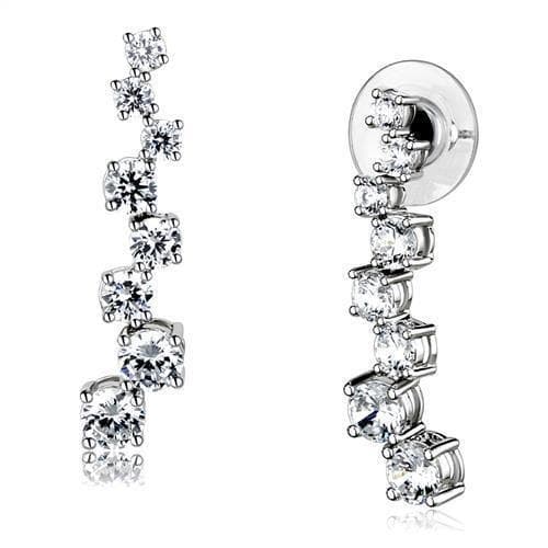 Brass CZ Multi-Shape Graduated Ear Climber Earrings