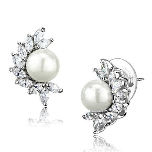 Brass Pearl CZ Marquise Sunburst Stud Ring