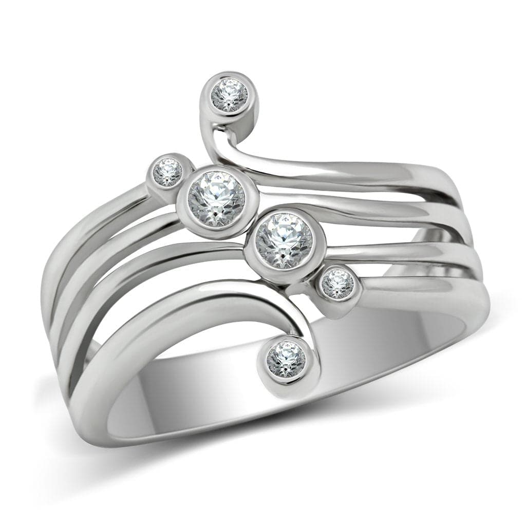 Brass CZ Triple Bezel Open Multi-Band Ring