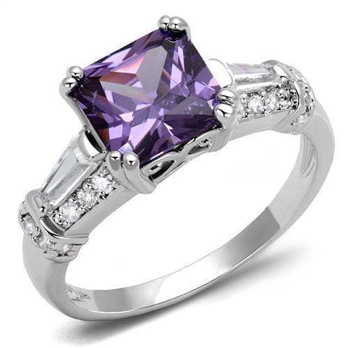 Brass Amethyst Emerald-Cut Baguette Channel Ring