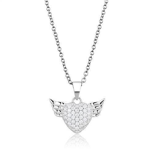 Sterling Silver CZ Winged Heart Pendant | The Stainless Jewelry