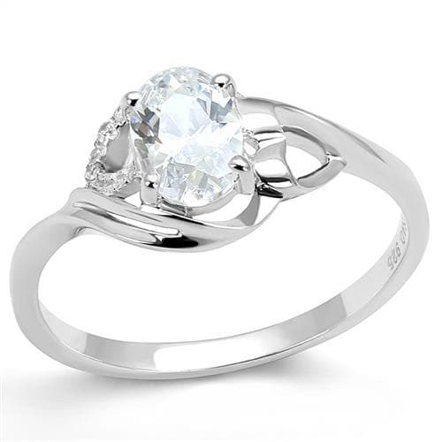 Sterling Silver CZ Round Solitaire Open Twist Ring