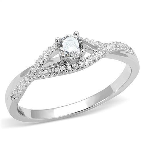 Sterling Silver CZ Round Solitaire Twisted Split Shank Ring