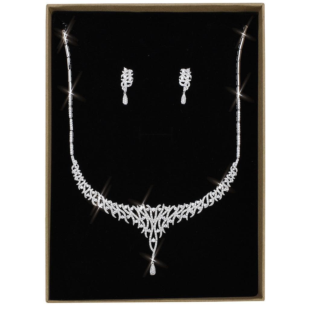Brass CZ Leaf Starburst Drop Set | The Stainless Jewelry
