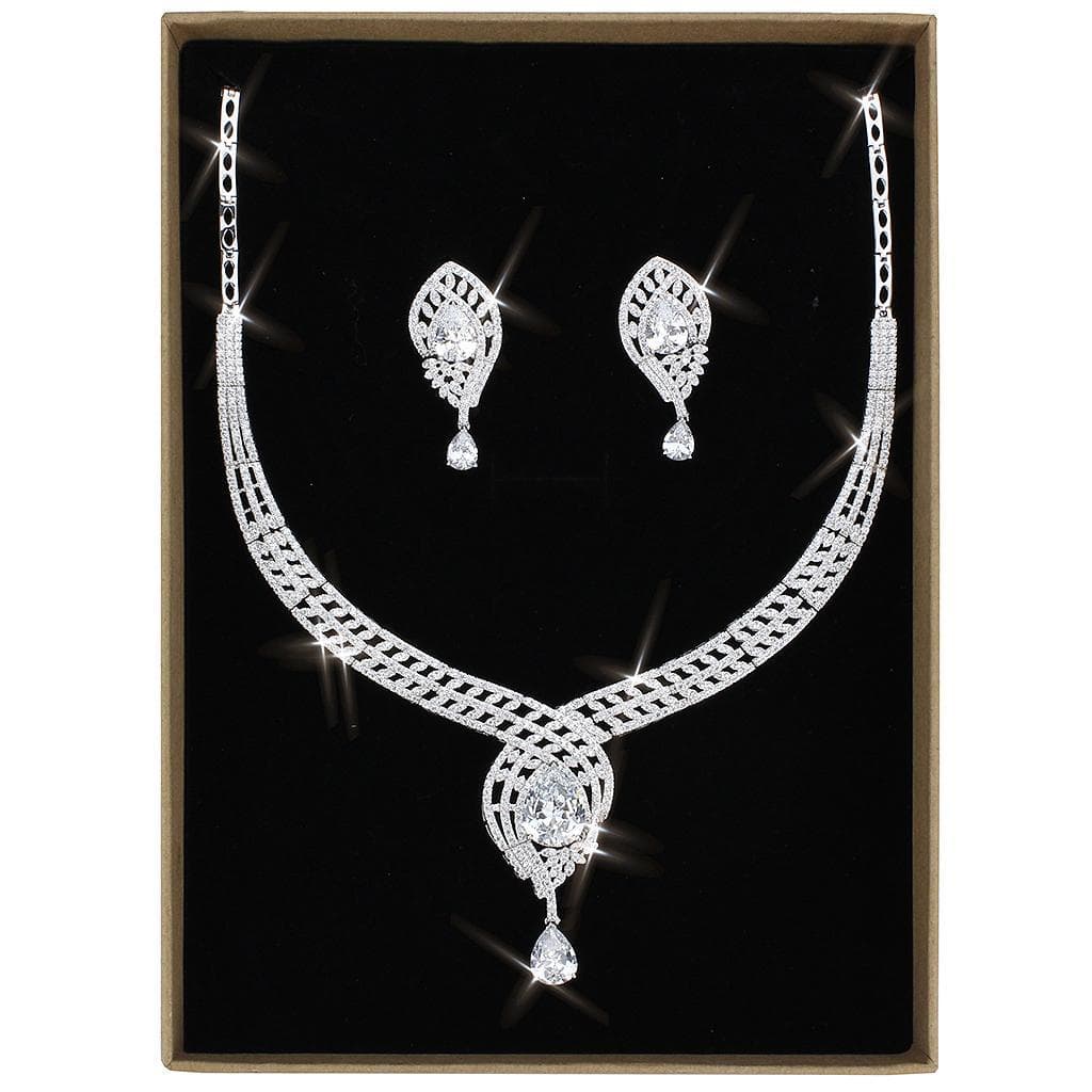 Brass CZ Twisted Infinity Pear Drop Set | The Stainless Jewelry