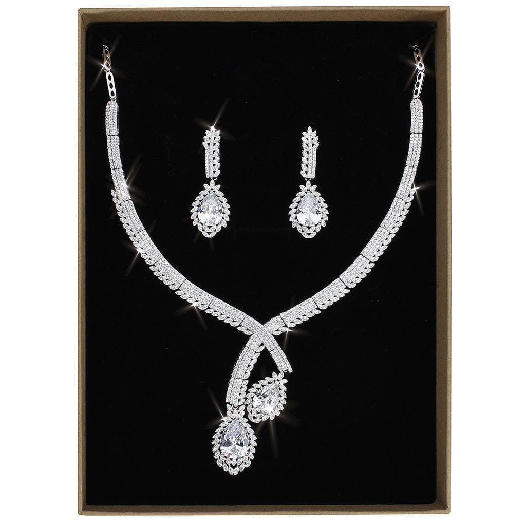 Brass CZ Pear Drop Pavé Y-Chain Set Ring | The Stainless Jewelry